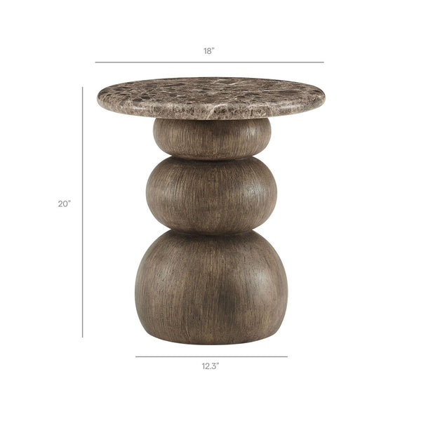 Modway Furniture Pietra Outdoor Round Side Table Faux Marble Pedestal Base Sculptural Accent EEI-7625-EMP