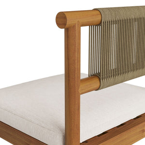 Modway Furniture Eleni Solid Teak Outdoor Bar Stools with Woven Rope Backs for Coastal Patio Natural Sail EEI-7626-NAT-SAI