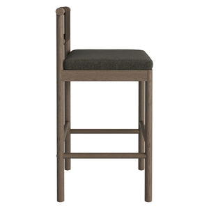 Modway Furniture Eleni Solid Teak Outdoor Bar Stools with Woven Rope Backs for Coastal Patio Weathered Gray Flint EEI-7626-WGR-FLI