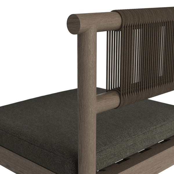 Modway Furniture Eleni Solid Teak Outdoor Bar Stools with Woven Rope Backs for Coastal Patio Weathered Gray Flint EEI-7626-WGR-FLI