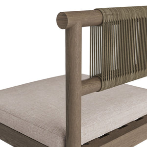 Modway Furniture Eleni Solid Teak Outdoor Bar Stools with Woven Rope Backs for Coastal Patio Weathered Gray Pebble EEI-7626-WGR-PEB