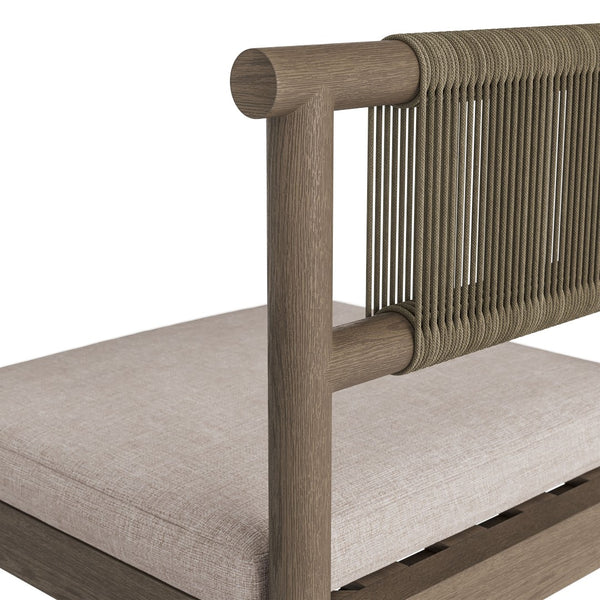 Modway Furniture Eleni Solid Teak Outdoor Bar Stools with Woven Rope Backs for Coastal Patio Weathered Gray Pebble EEI-7626-WGR-PEB