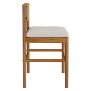 Modway Furniture Eleni Modway Solid Teak Outdoor Counter Stools Woven Rope Back Coastal Patio Pair Natural Sail EEI-7627-NAT-SAI