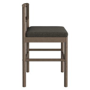 Modway Furniture Eleni Modway Solid Teak Outdoor Counter Stools Woven Rope Back Coastal Patio Pair Weathered Gray Flint EEI-7627-WGR-FLI