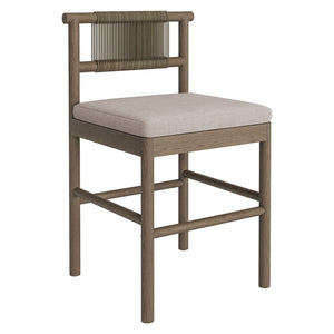 Modway Furniture Eleni Modway Solid Teak Outdoor Counter Stools Woven Rope Back Coastal Patio Pair Weathered Gray Pebble EEI-7627-WGR-PEB