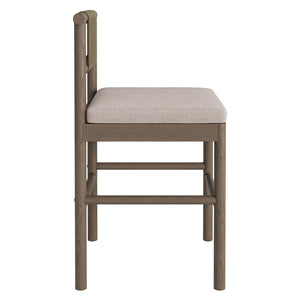 Modway Furniture Eleni Modway Solid Teak Outdoor Counter Stools Woven Rope Back Coastal Patio Pair Weathered Gray Pebble EEI-7627-WGR-PEB