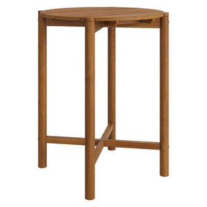 Modway Furniture Eleni Solid Teak Outdoor Bar Table with Slatted Top for Patio Dining Natural EEI-7628-NAT