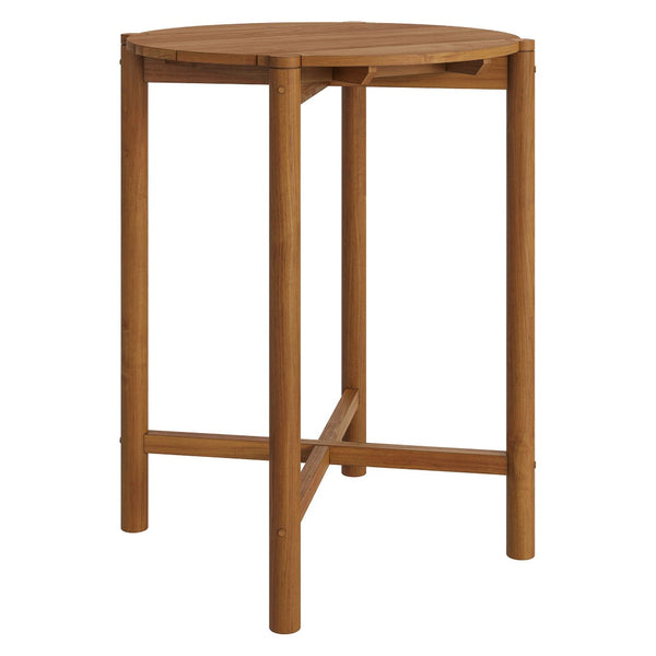 Modway Furniture Eleni Solid Teak Outdoor Bar Table with Slatted Top for Patio Dining Natural EEI-7628-NAT