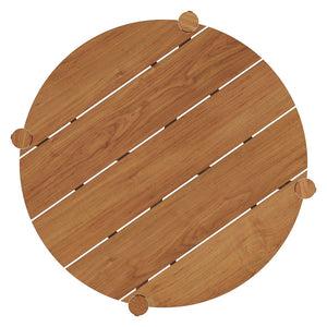 Modway Furniture Eleni Solid Teak Outdoor Bar Table with Slatted Top for Patio Dining Natural EEI-7628-NAT