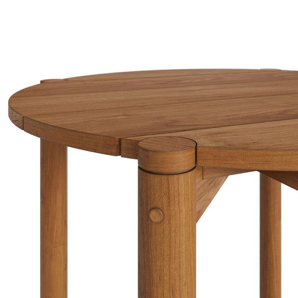 Modway Furniture Eleni Solid Teak Outdoor Bar Table with Slatted Top for Patio Dining Natural EEI-7628-NAT