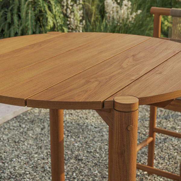 Modway Furniture Eleni Solid Teak Outdoor Bar Table with Slatted Top for Patio Dining Natural EEI-7628-NAT
