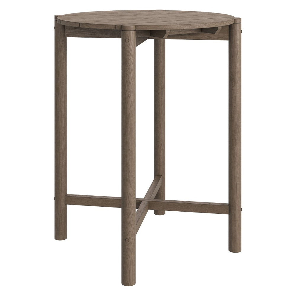 Modway Furniture Eleni Solid Teak Outdoor Bar Table with Slatted Top for Patio Dining Weathered Gray Teak EEI-7628-WGR