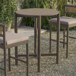 Modway Furniture Eleni Solid Teak Outdoor Bar Table with Slatted Top for Patio Dining Weathered Gray Teak EEI-7628-WGR