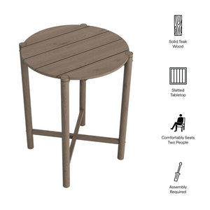 Modway Furniture Eleni Solid Teak Outdoor Bar Table with Slatted Top for Patio Dining Weathered Gray Teak EEI-7628-WGR