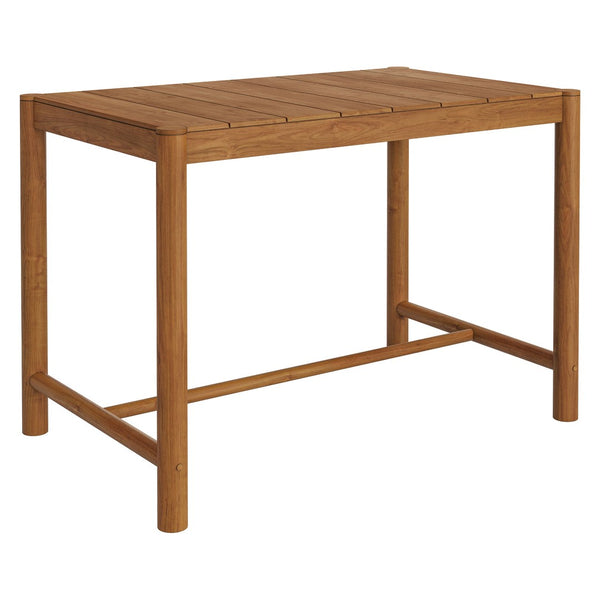Modway Furniture Eleni Solid Teak Outdoor Bar Table with Slatted Top for Coastal Patio Dining Natural EEI-7629-NAT