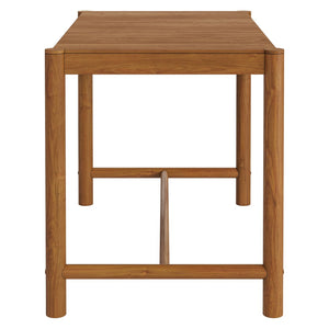 Modway Furniture Eleni Solid Teak Outdoor Bar Table with Slatted Top for Coastal Patio Dining Natural EEI-7629-NAT