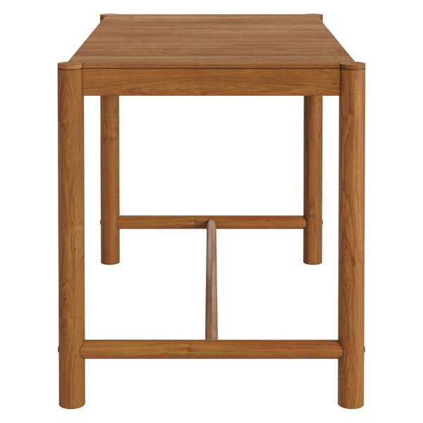 Modway Furniture Eleni Solid Teak Outdoor Bar Table with Slatted Top for Coastal Patio Dining Natural EEI-7629-NAT