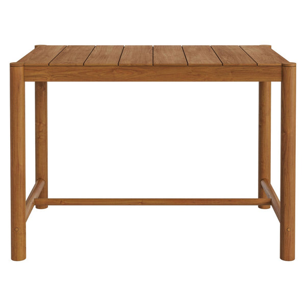 Modway Furniture Eleni Solid Teak Outdoor Bar Table with Slatted Top for Coastal Patio Dining Natural EEI-7629-NAT