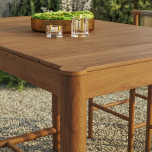 Modway Furniture Eleni Solid Teak Outdoor Bar Table with Slatted Top for Coastal Patio Dining Natural EEI-7629-NAT