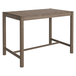 Modway Furniture Eleni Solid Teak Outdoor Bar Table with Slatted Top for Coastal Patio Dining Weathered Gray Teak EEI-7629-WGR