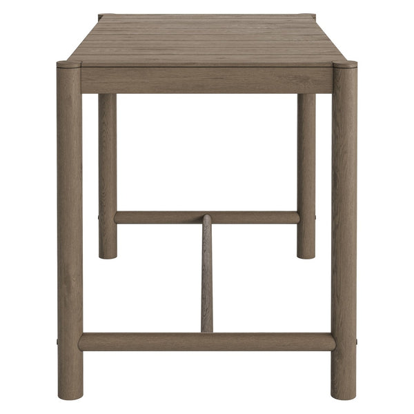 Modway Furniture Eleni Solid Teak Outdoor Bar Table with Slatted Top for Coastal Patio Dining Weathered Gray Teak EEI-7629-WGR