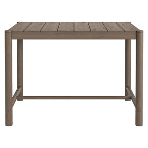 Modway Furniture Eleni Solid Teak Outdoor Bar Table with Slatted Top for Coastal Patio Dining Weathered Gray Teak EEI-7629-WGR