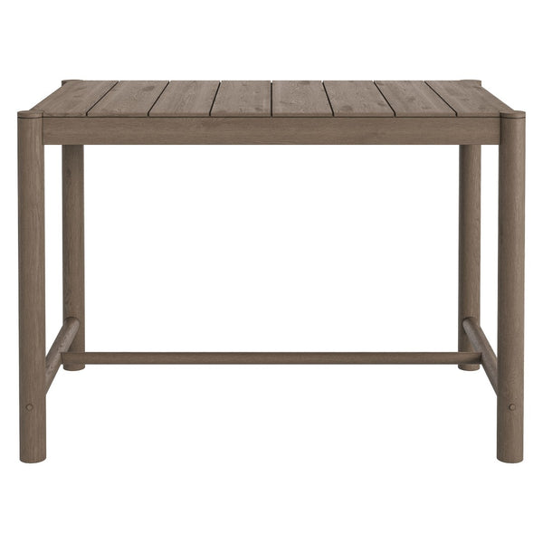 Modway Furniture Eleni Solid Teak Outdoor Bar Table with Slatted Top for Coastal Patio Dining Weathered Gray Teak EEI-7629-WGR