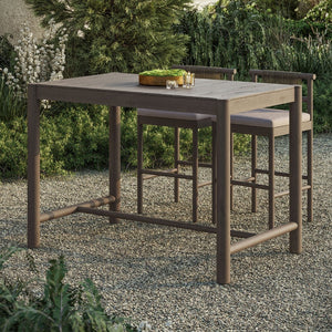 Modway Furniture Eleni Solid Teak Outdoor Bar Table with Slatted Top for Coastal Patio Dining Weathered Gray Teak EEI-7629-WGR