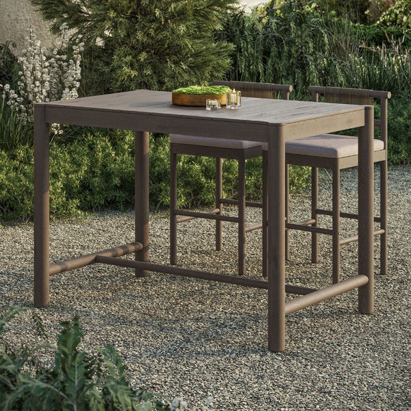 Modway Furniture Eleni Solid Teak Outdoor Bar Table with Slatted Top for Coastal Patio Dining Weathered Gray Teak EEI-7629-WGR