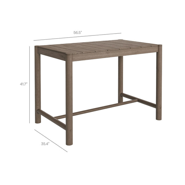 Modway Furniture Eleni Solid Teak Outdoor Bar Table with Slatted Top for Coastal Patio Dining Weathered Gray Teak EEI-7629-WGR