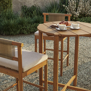 Modway Furniture Eleni Modway Solid Teak Outdoor Bar Set with Rope Accent Stools for Patio Decks Natural Sail EEI-7630-NAT-SAI