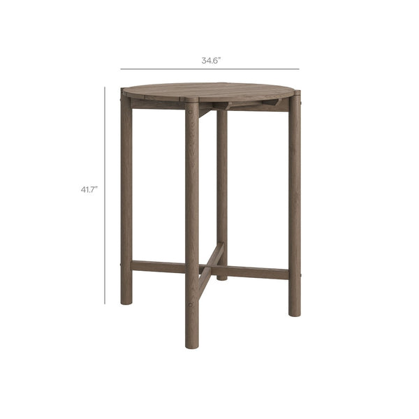 Modway Furniture Eleni Modway Solid Teak Outdoor Bar Set with Rope Accent Stools for Patio Decks Weathered Gray Flint EEI-7630-WGR-FLI