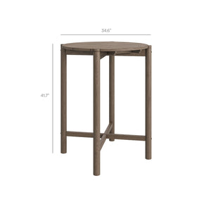 Modway Furniture Eleni Modway Solid Teak Outdoor Bar Set with Rope Accent Stools for Patio Decks Weathered Gray Pebble EEI-7630-WGR-PEB