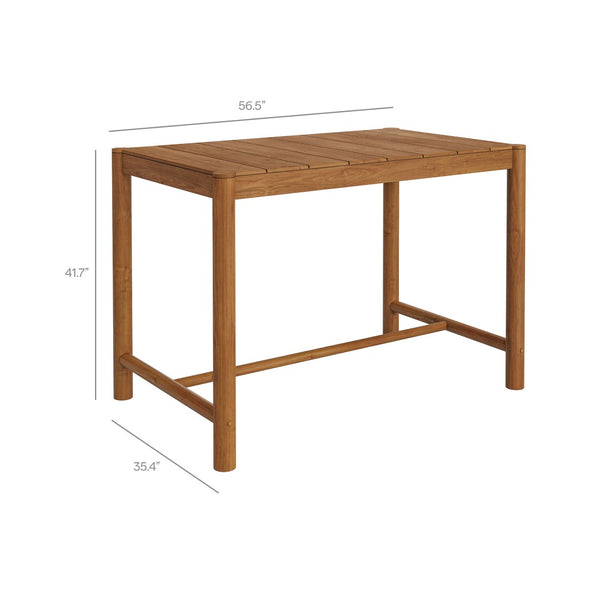 Modway Furniture Eleni Solid Teak Outdoor Bar Set with Rope Accent Chairs for Coastal Patio Dining Natural Sail EEI-7631-NAT-SAI