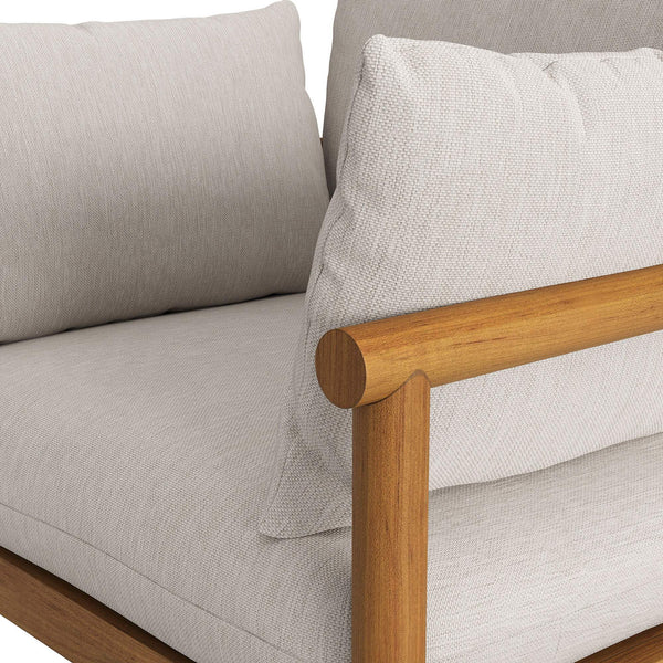 Modway Furniture Eleni Solid Teak Outdoor Armchair with Cushions for Coastal Patio Relaxation White EEI-7653-NAT-SAI