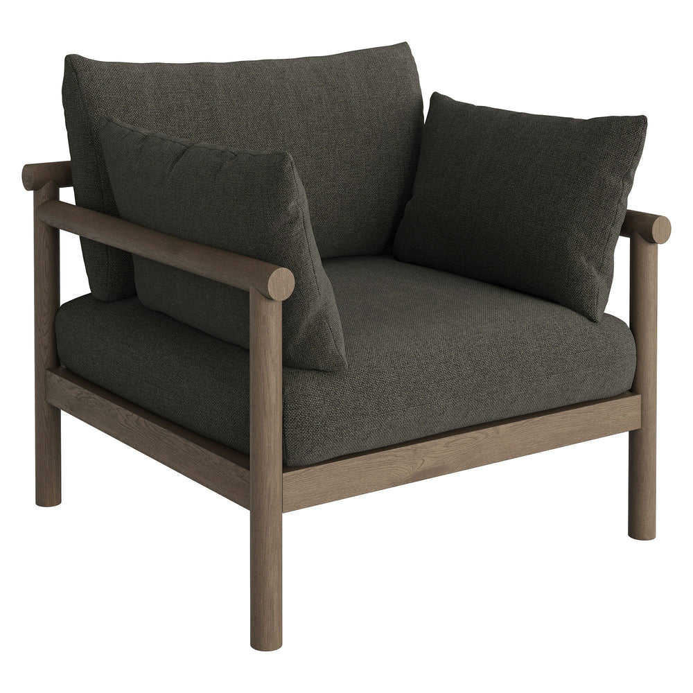 Modway Furniture Eleni Solid Teak Outdoor Armchair with Cushions for Coastal Patio Relaxation Gray EEI-7653-WGR-FLI