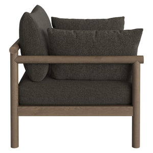 Modway Furniture Eleni Modway Solid Teak Outdoor Lounge Set with Cushions for Patio or Deck Gray EEI-7659-WGR-FLI