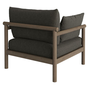 Modway Furniture Eleni Solid Teak Outdoor Armchair with Cushions for Coastal Patio Relaxation Gray EEI-7653-WGR-FLI