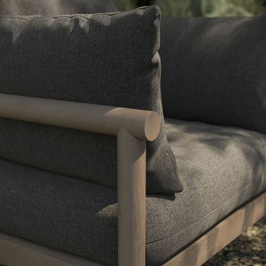 Modway Furniture Eleni Solid Teak Outdoor Armchair with Cushions for Coastal Patio Relaxation Gray EEI-7653-WGR-FLI