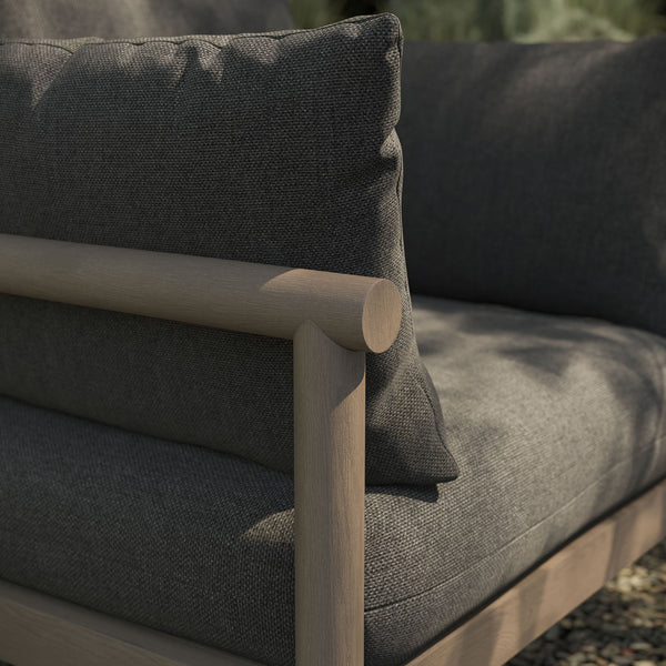 Modway Furniture Eleni Solid Teak Outdoor Armchair with Cushions for Coastal Patio Relaxation Gray EEI-7653-WGR-FLI