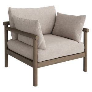 Modway Furniture Eleni Solid Teak Outdoor Armchair with Cushions for Coastal Patio Relaxation Brown EEI-7653-WGR-PEB