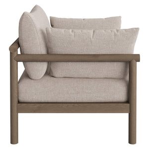 Modway Furniture Eleni Solid Teak Outdoor Armchair and Ottoman Set with Slatted Coastal Design Brown EEI-7658-WGR-PEB