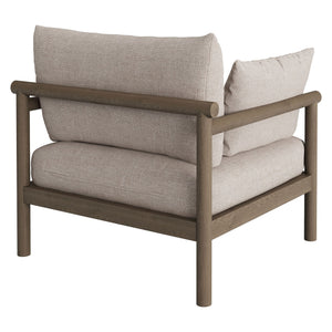 Modway Furniture Eleni Solid Teak Outdoor Armchair with Cushions for Coastal Patio Relaxation Brown EEI-7653-WGR-PEB