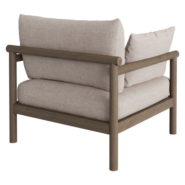 Modway Furniture Eleni Solid Teak Outdoor Armchair with Cushions for Coastal Patio Relaxation Brown EEI-7653-WGR-PEB