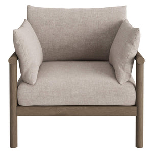 Modway Furniture Eleni Modway Solid Teak Outdoor Lounge Set with Cushions for Patio or Deck Brown EEI-7659-WGR-PEB