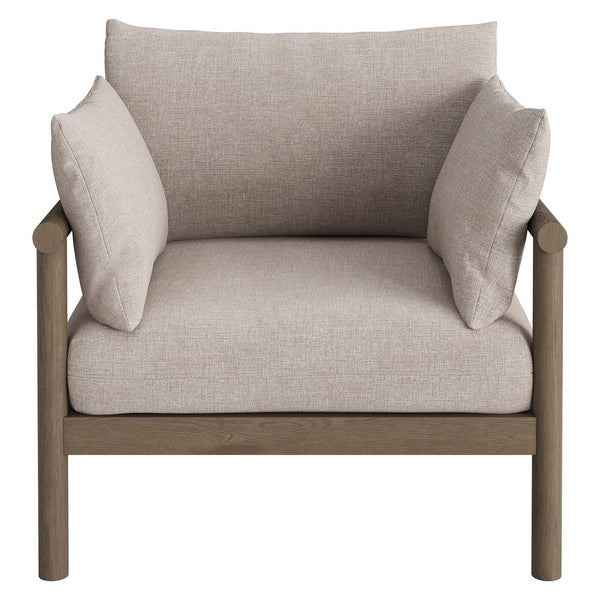 Modway Furniture Eleni Modway Solid Teak Outdoor Sofa Set with Armchairs Loveseat and Coffee Table Brown EEI-7661-WGR-PEB