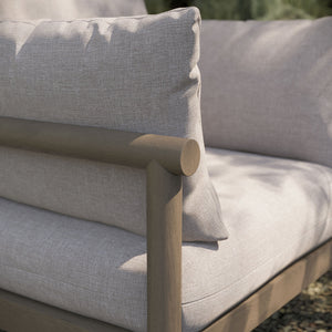 Modway Furniture Eleni Solid Teak Outdoor Armchair with Cushions for Coastal Patio Relaxation Brown EEI-7653-WGR-PEB