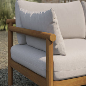 Modway Furniture Eleni Modway Solid Teak Outdoor Loveseat with Cushions for Coastal Patio Living White EEI-7654-NAT-SAI