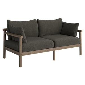 Modway Furniture Eleni Modway Solid Teak Outdoor Patio Set with Loveseat Armchairs and Coffee Table Gray EEI-7660-WGR-FLI