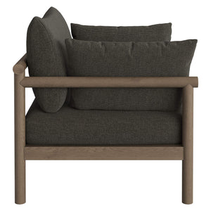 Modway Furniture Eleni Modway Solid Teak Outdoor Loveseat with Cushions for Coastal Patio Living Gray EEI-7654-WGR-FLI